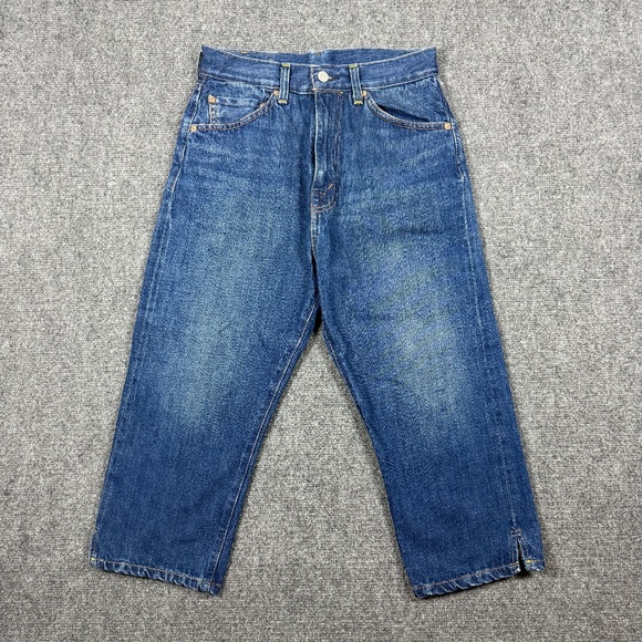 LEVIS 701 Big E Selvedge Denim Jeans Womens Size 28 LVC Rivets Capri 098 - Picture 1 of 16